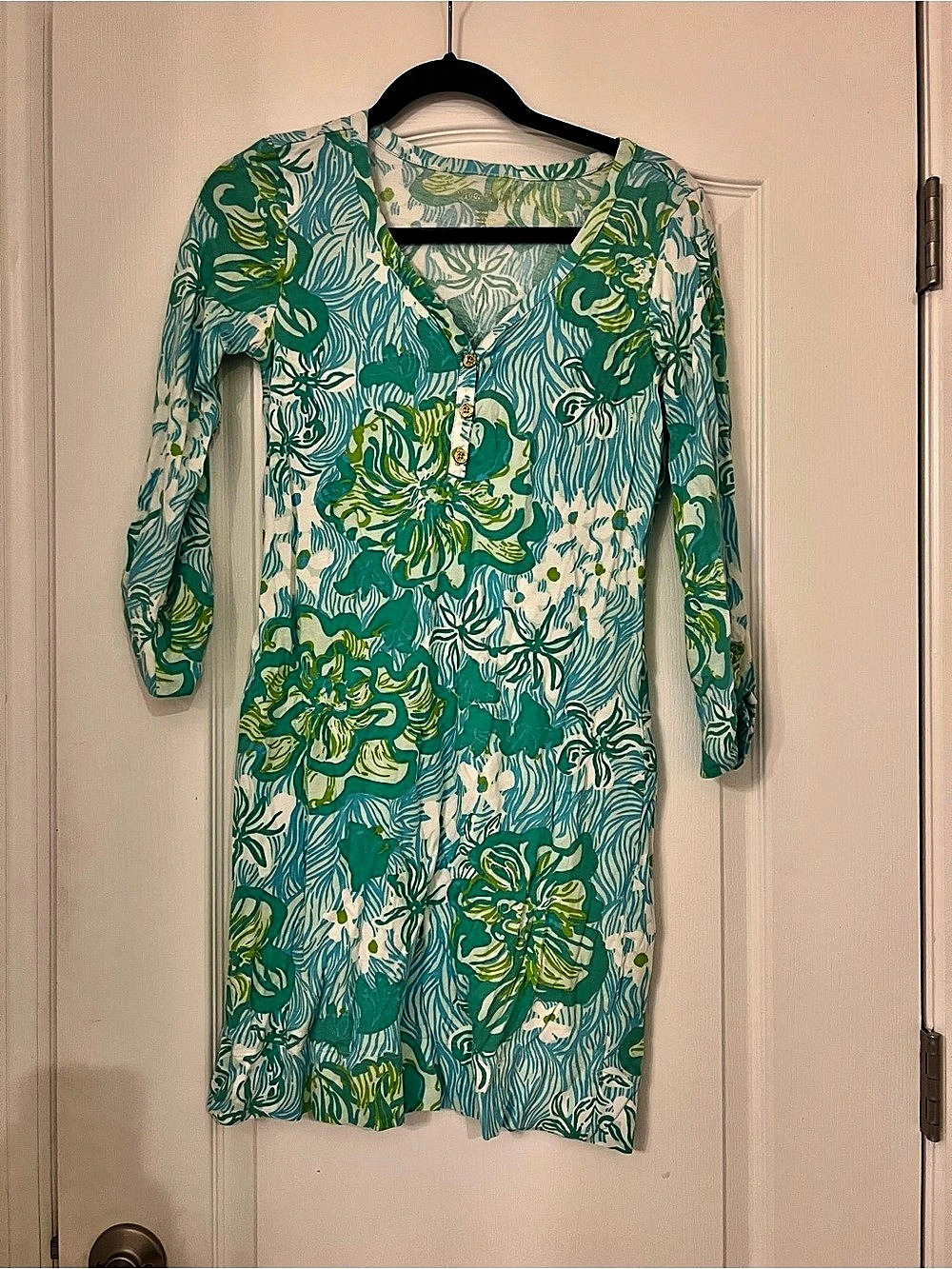Lilly Pulitzer Floral Mini Dress in Green & Blue Size Small